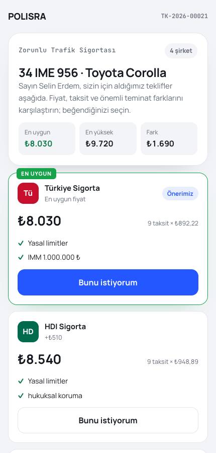 Teklif karşılaştırma